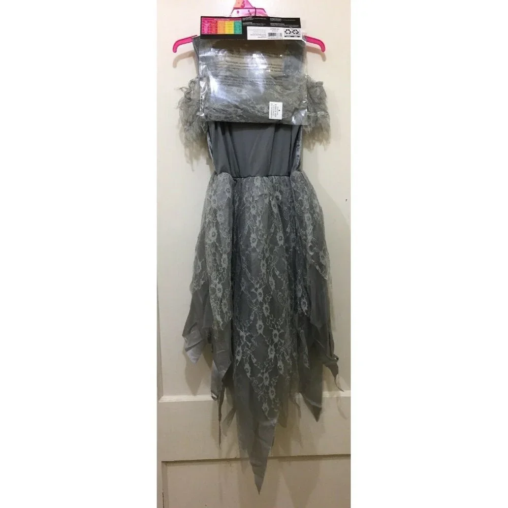 Ghost Bride Halloween Costume Girls M Spooky Skeleton Heart Dress Gothic Cosplay